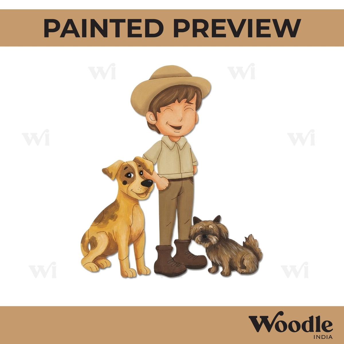 Boy With Dogs Pre Marked MDF Design 1