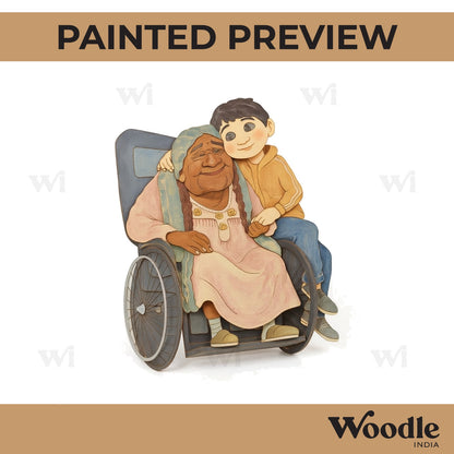 Boy With Grand Mother Pre Marked MDF Design 1