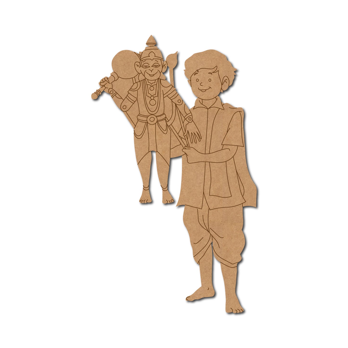 Boy With Hanuman Ji Puppet Pre Marked MDF Design 1