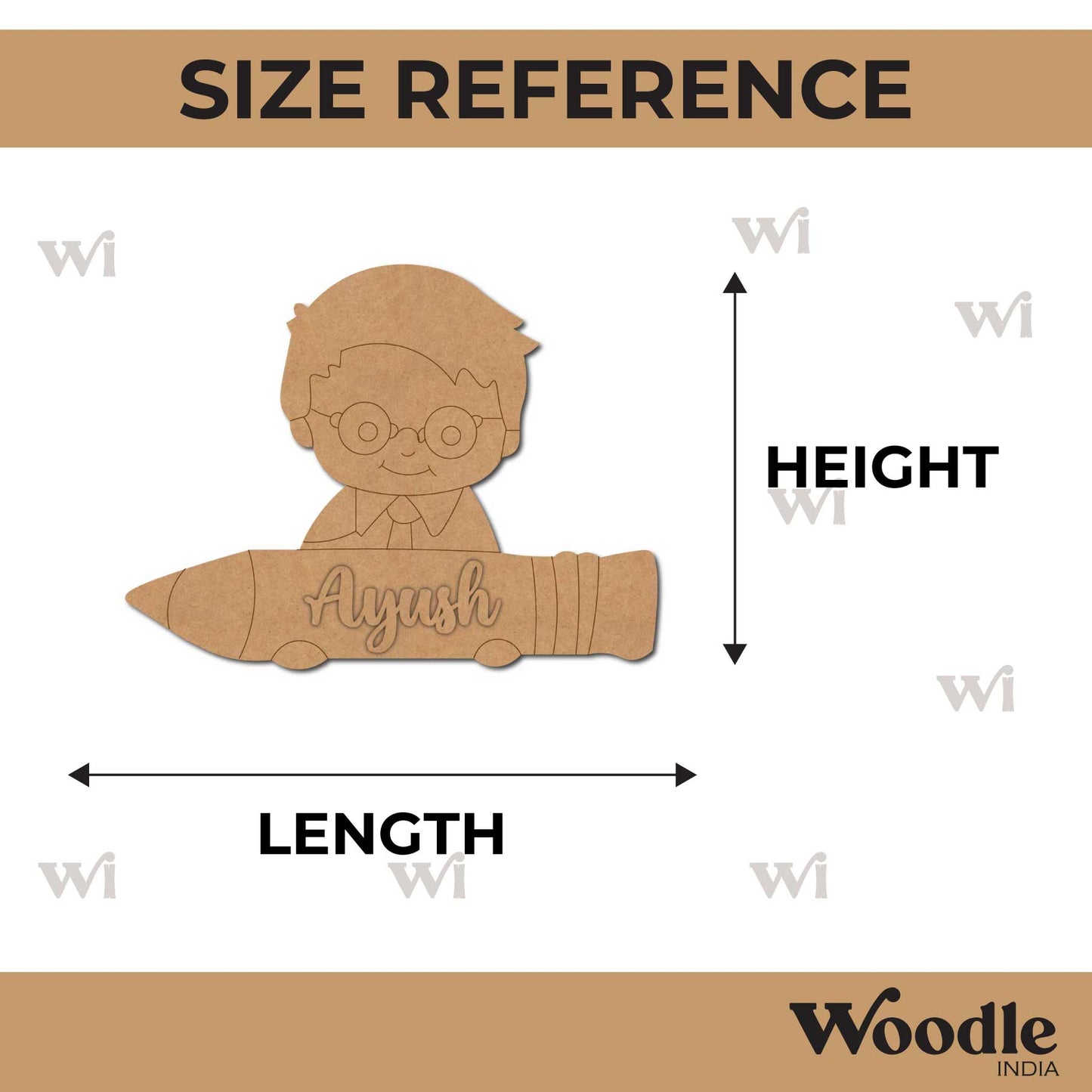 Boy With Pencil Nameplate Pre Marked MDF Design 1