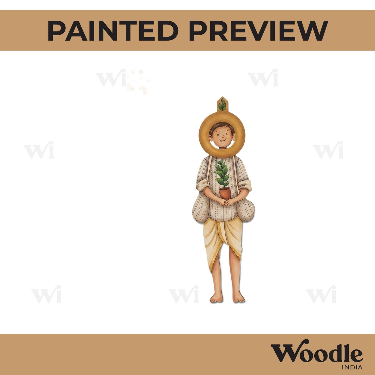 Boy With Plant Pre Marked MDF Design 1