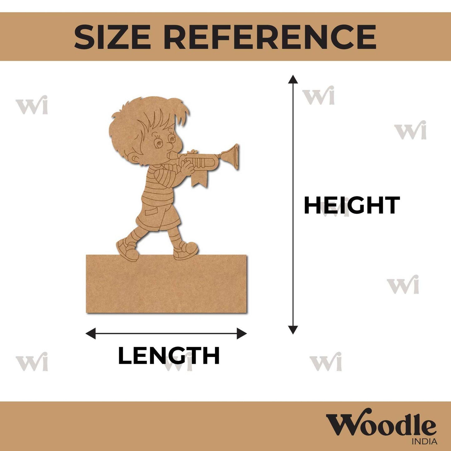 Boy With Trumpet Nameplate Pre Marked MDF Design 1