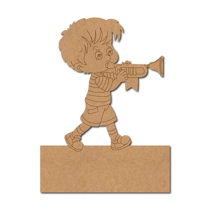 Boy With Trumpet Nameplate Pre Marked MDF Design 1