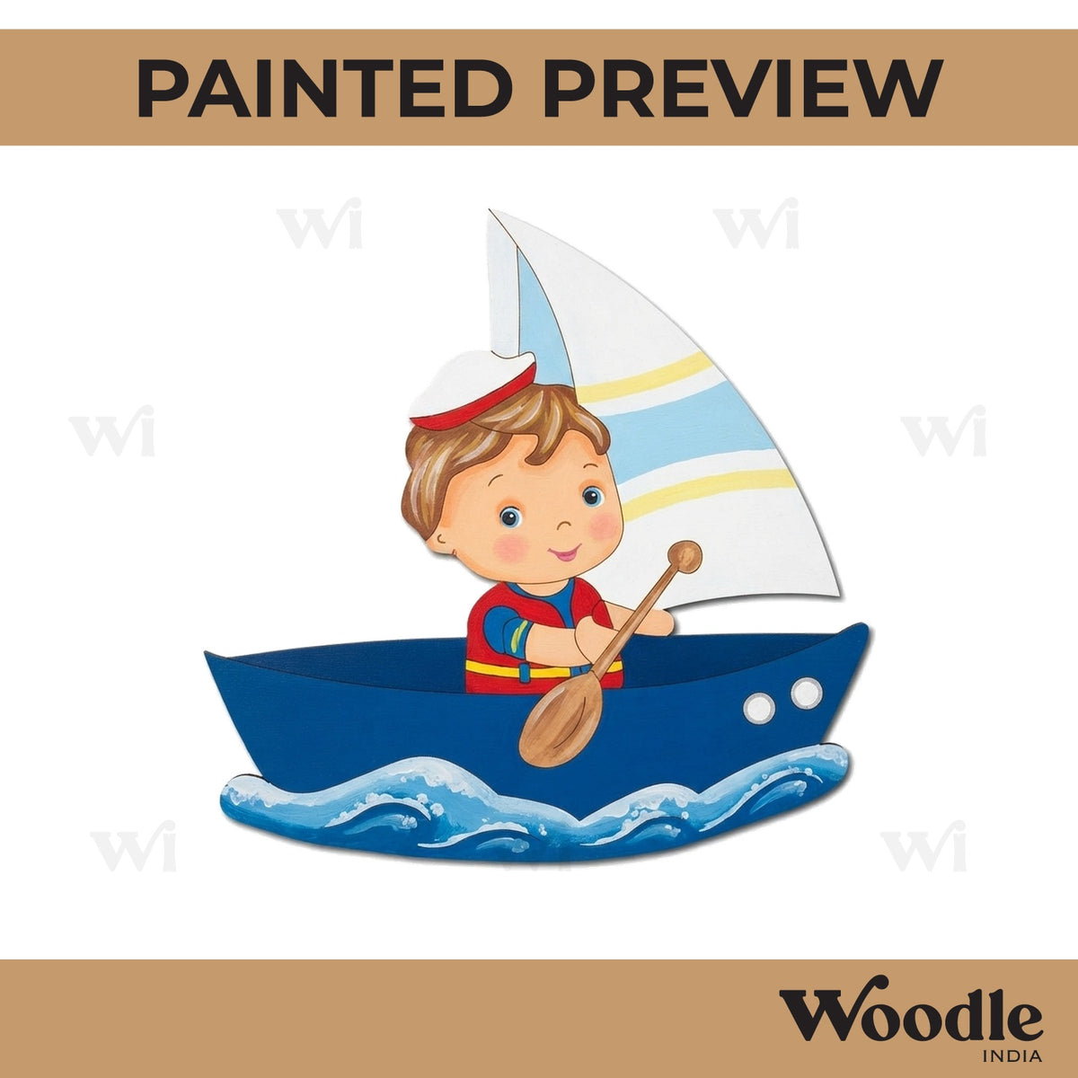 Boy On A Boat Pre Marked MDF Design 1