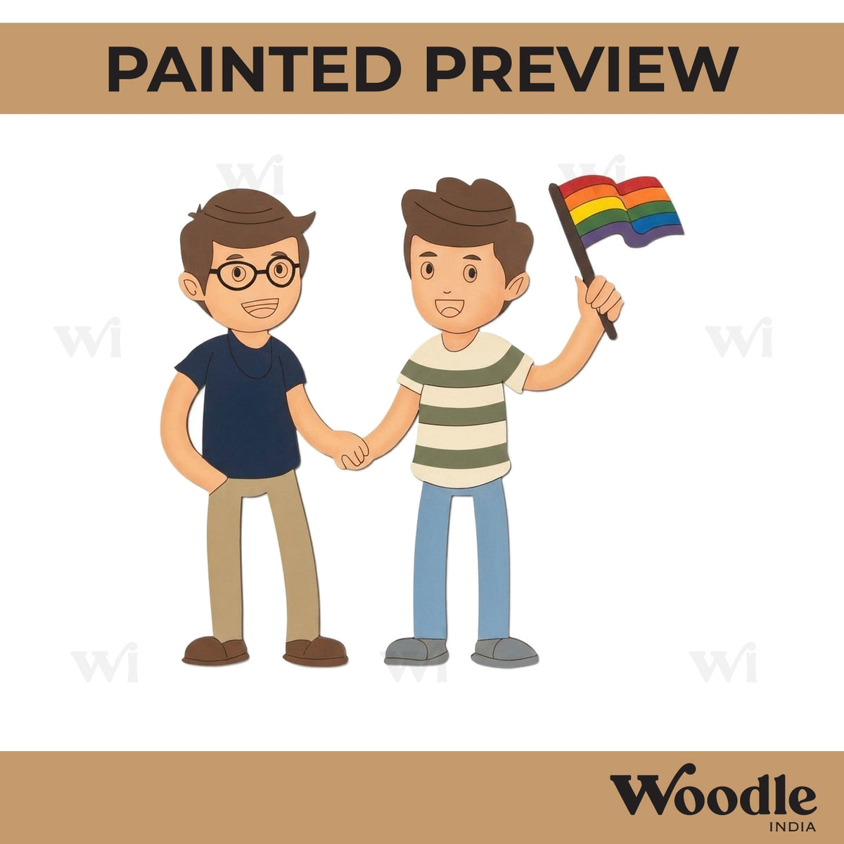 Boys LGBTQ+ With Pride Flag Pre Marked MDF Design 1