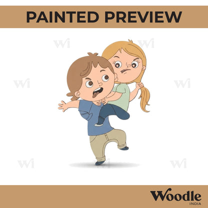 Brother Sister Fighting Pre Marked MDF Design 1