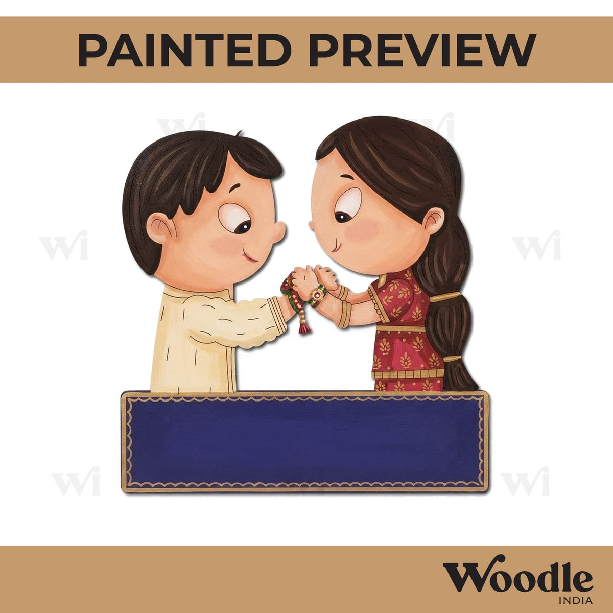 Brother Sister Raksha Bandhan Nameplate Pre Marked MDF Design 1