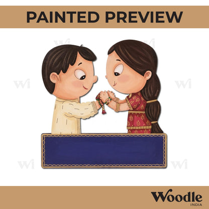 Brother Sister Raksha Bandhan Nameplate Pre Marked MDF Design 1