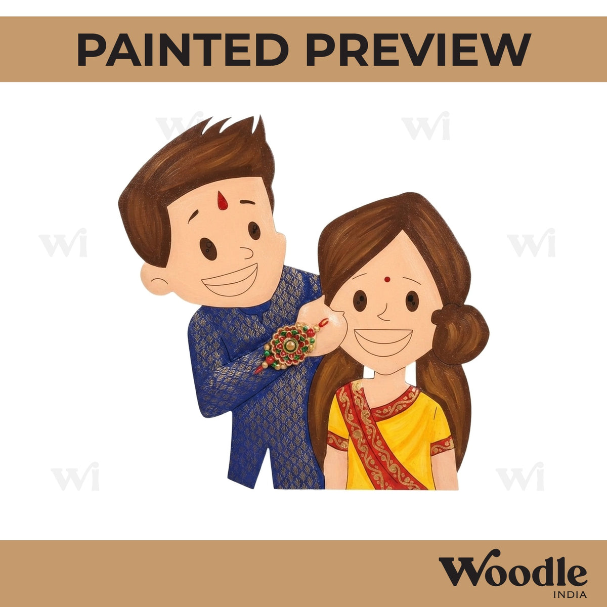 Brother Sister Raksha Bandhan Pre Marked MDF Design 10