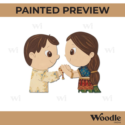 Brother Sister Raksha Bandhan Pre Marked MDF Design 16