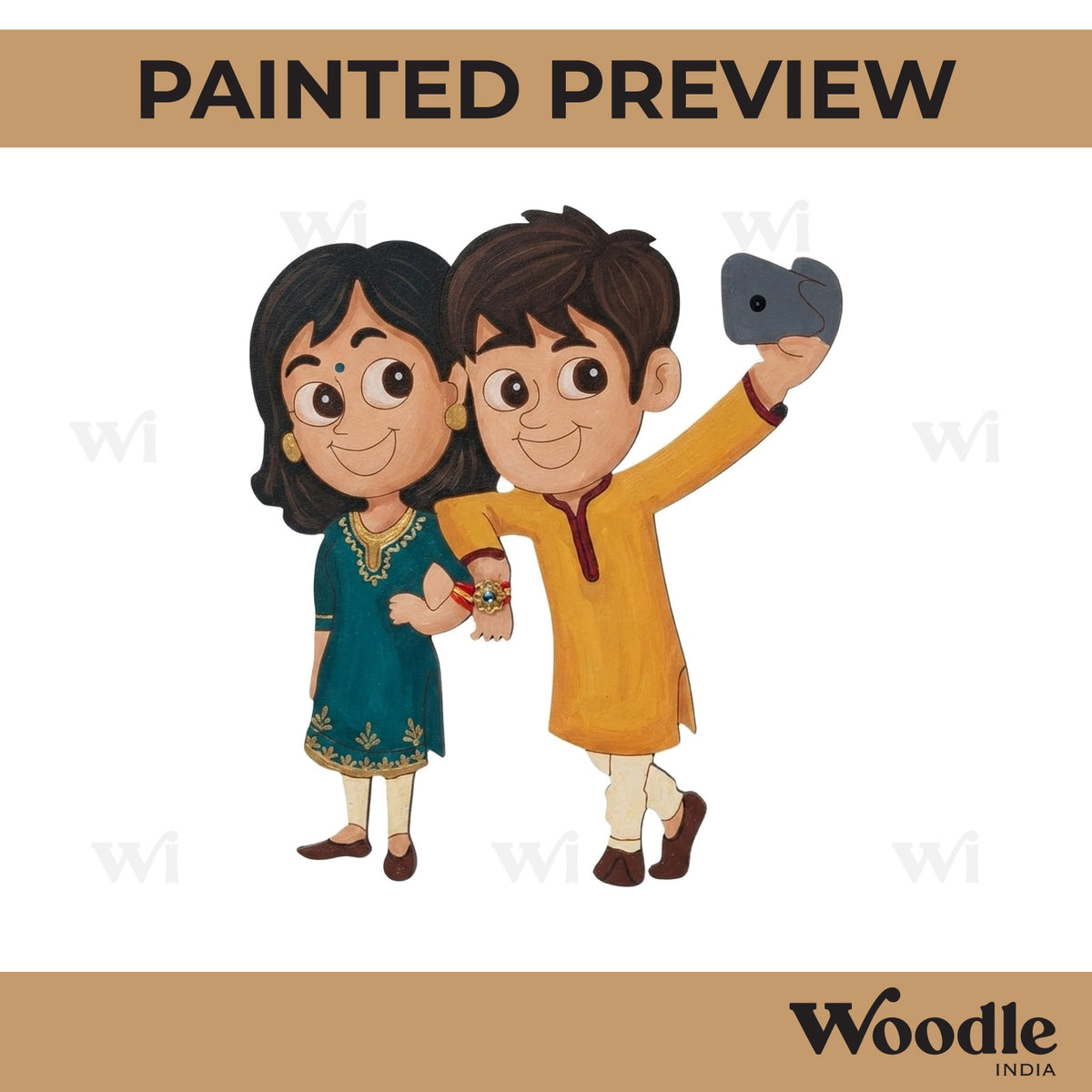 Brother Sister Raksha Bandhan Pre Marked MDF Design 17