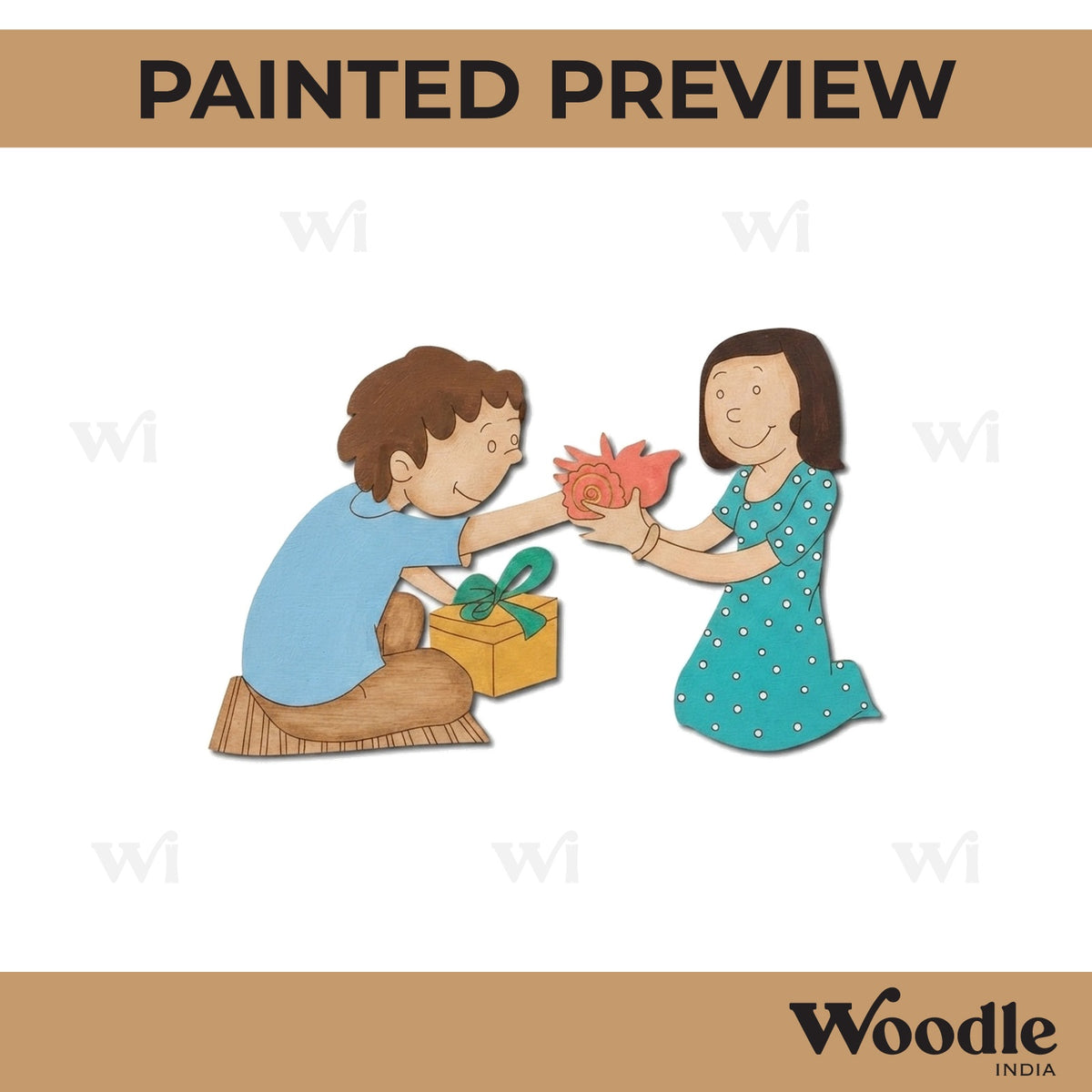 Brother Sister Raksha Bandhan Pre Marked MDF Design 4