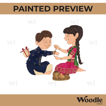 Brother Sister Raksha Bandhan Pre Marked MDF Design 5