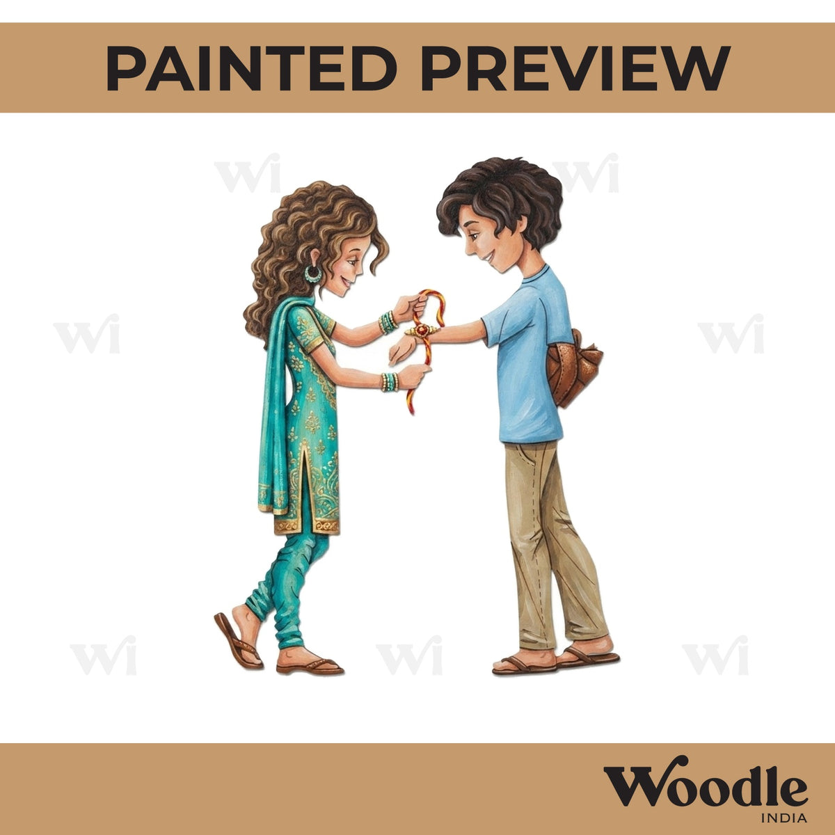 Brother Sister Raksha Bandhan Pre Marked MDF Design 6