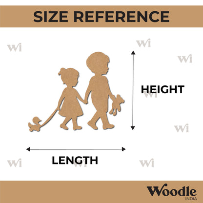Brother Sister With Toys Cutout MDF Design 1