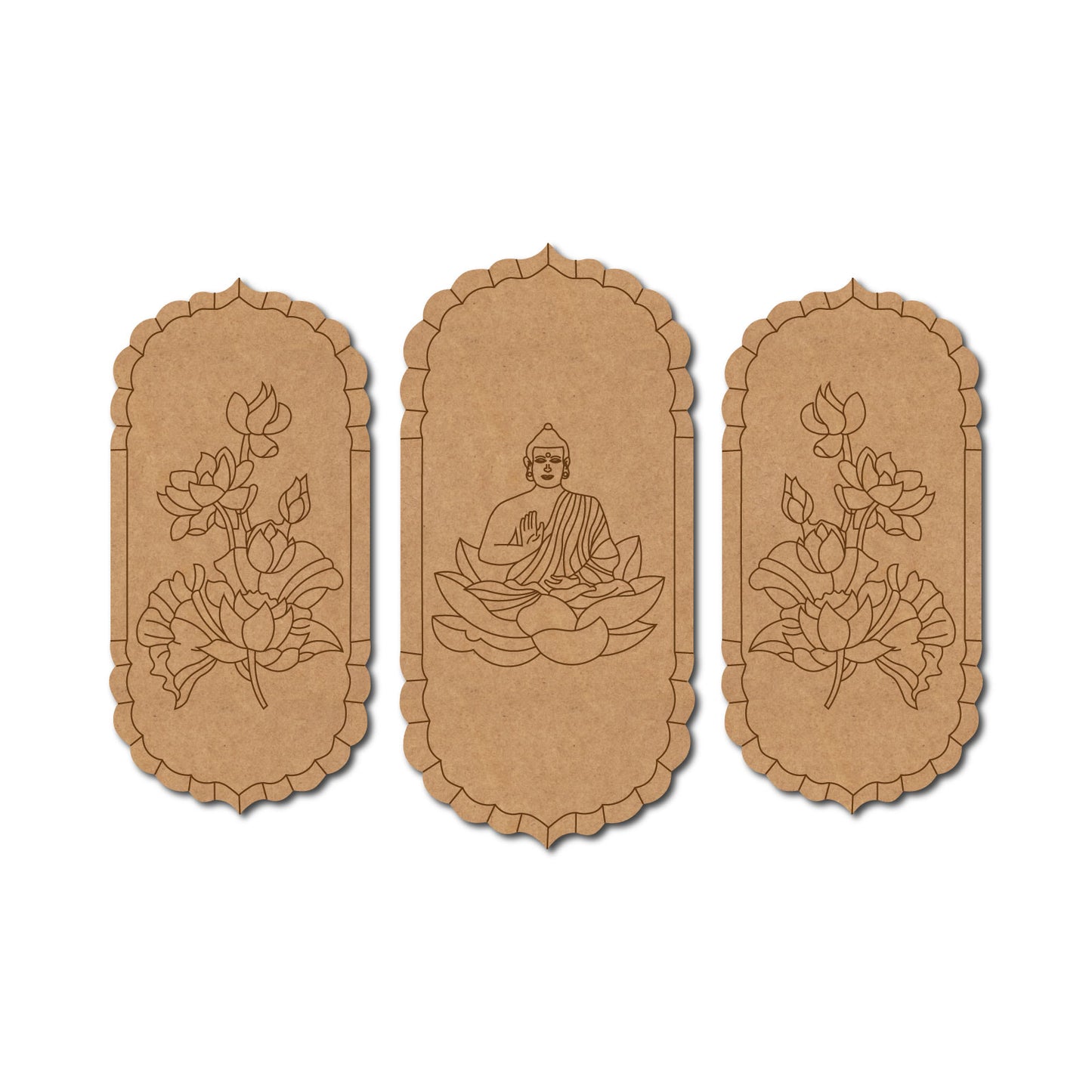 Buddha And Flowers Pre Marked Set MDF Design 1