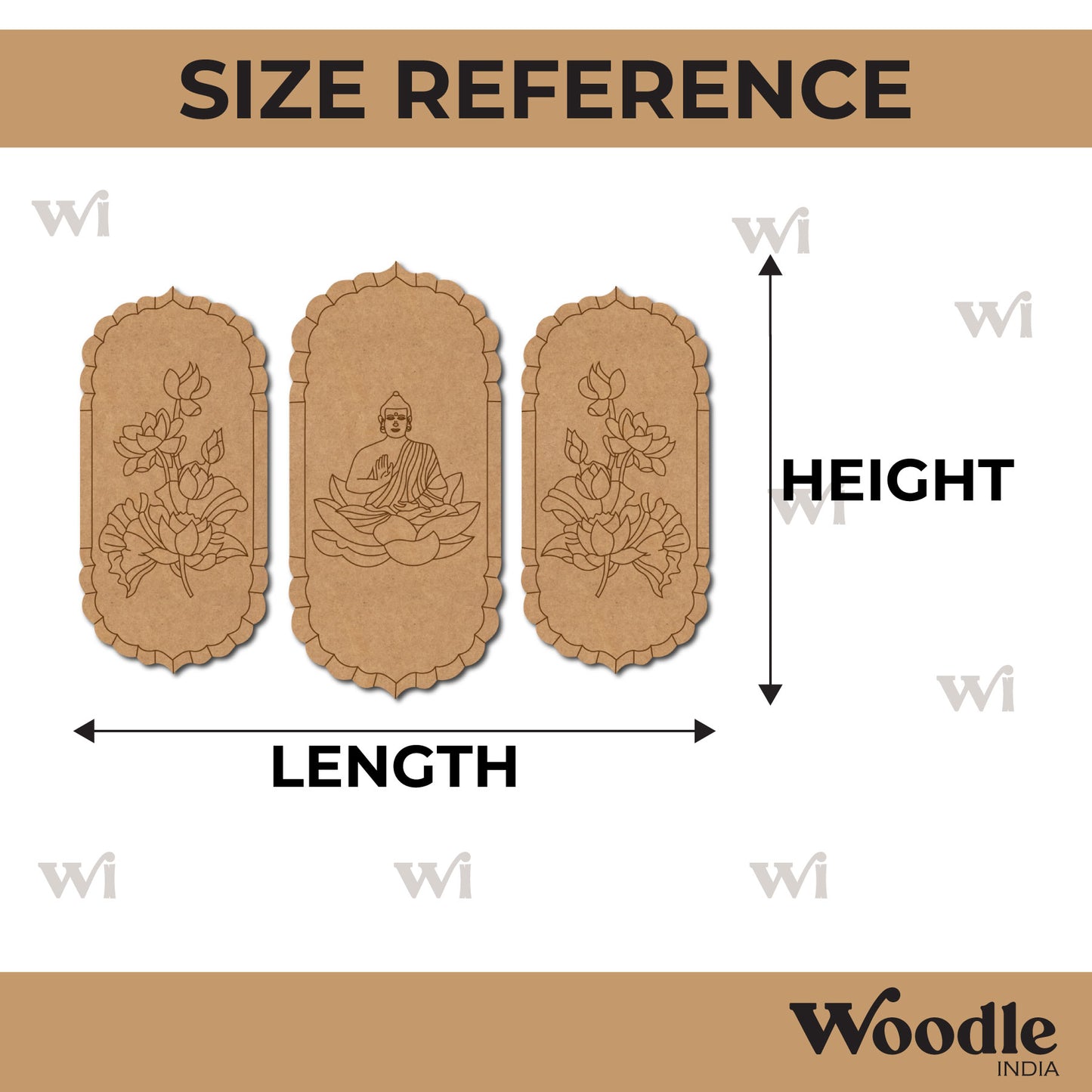 Buddha And Flowers Pre Marked Set MDF Design 1