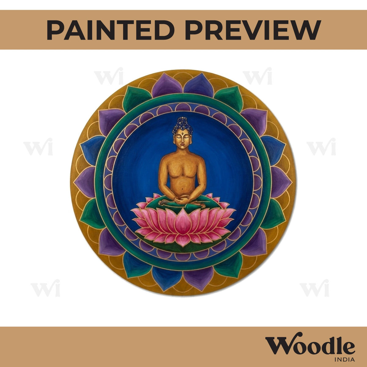 Buddha Mandala Pre Marked Round MDF Design 1