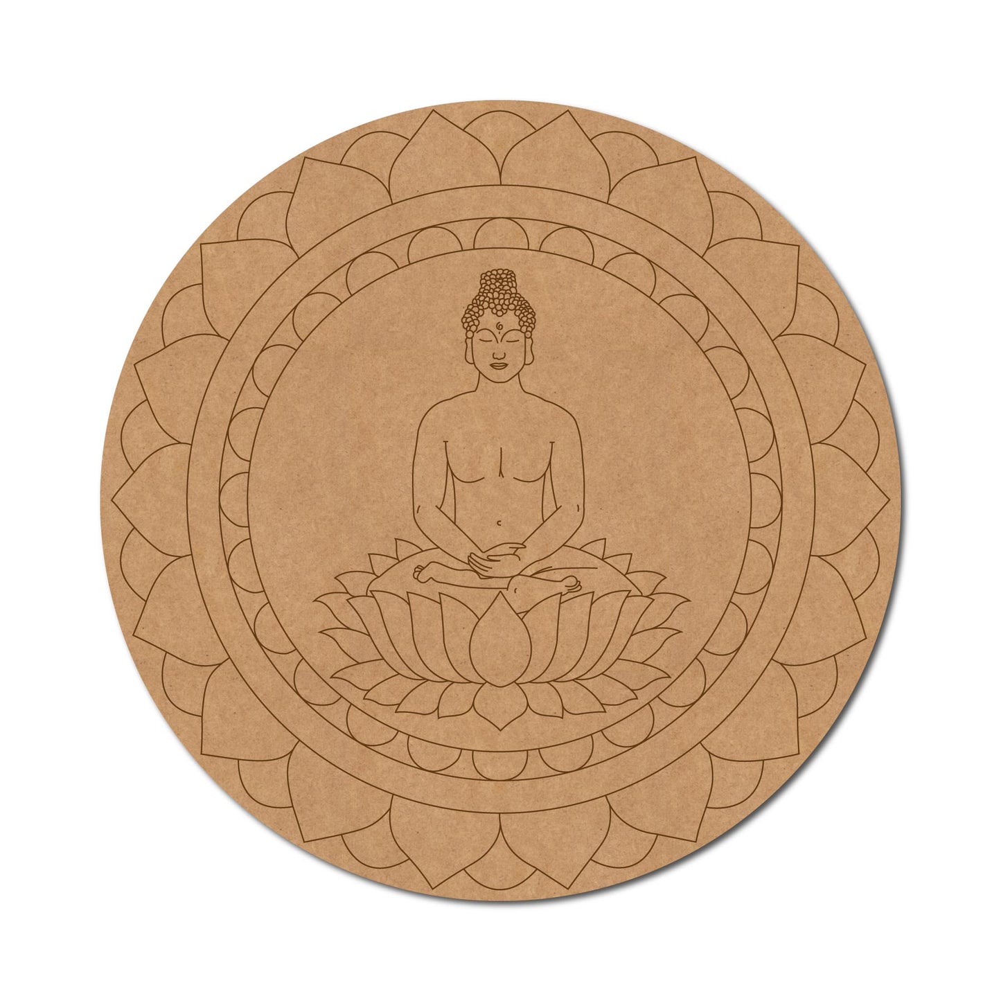 Buddha Mandala Pre Marked Round MDF Design 1