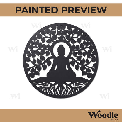 Buddha With Leaves Cutout MDF Design 1