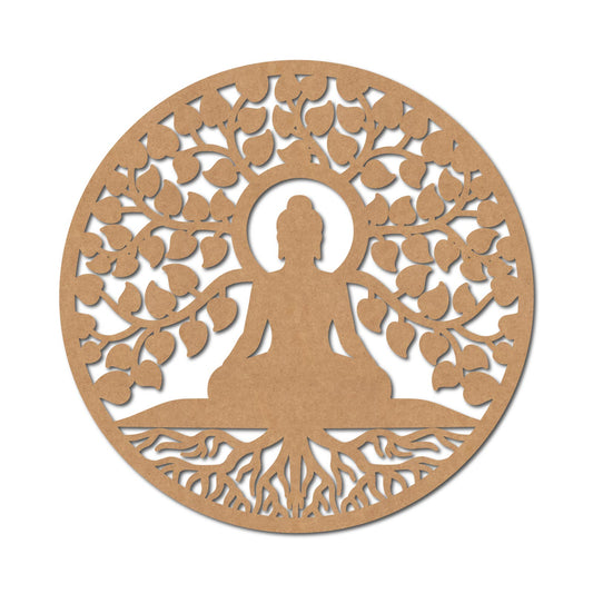 Buddha With Leaves Cutout MDF Design 1
