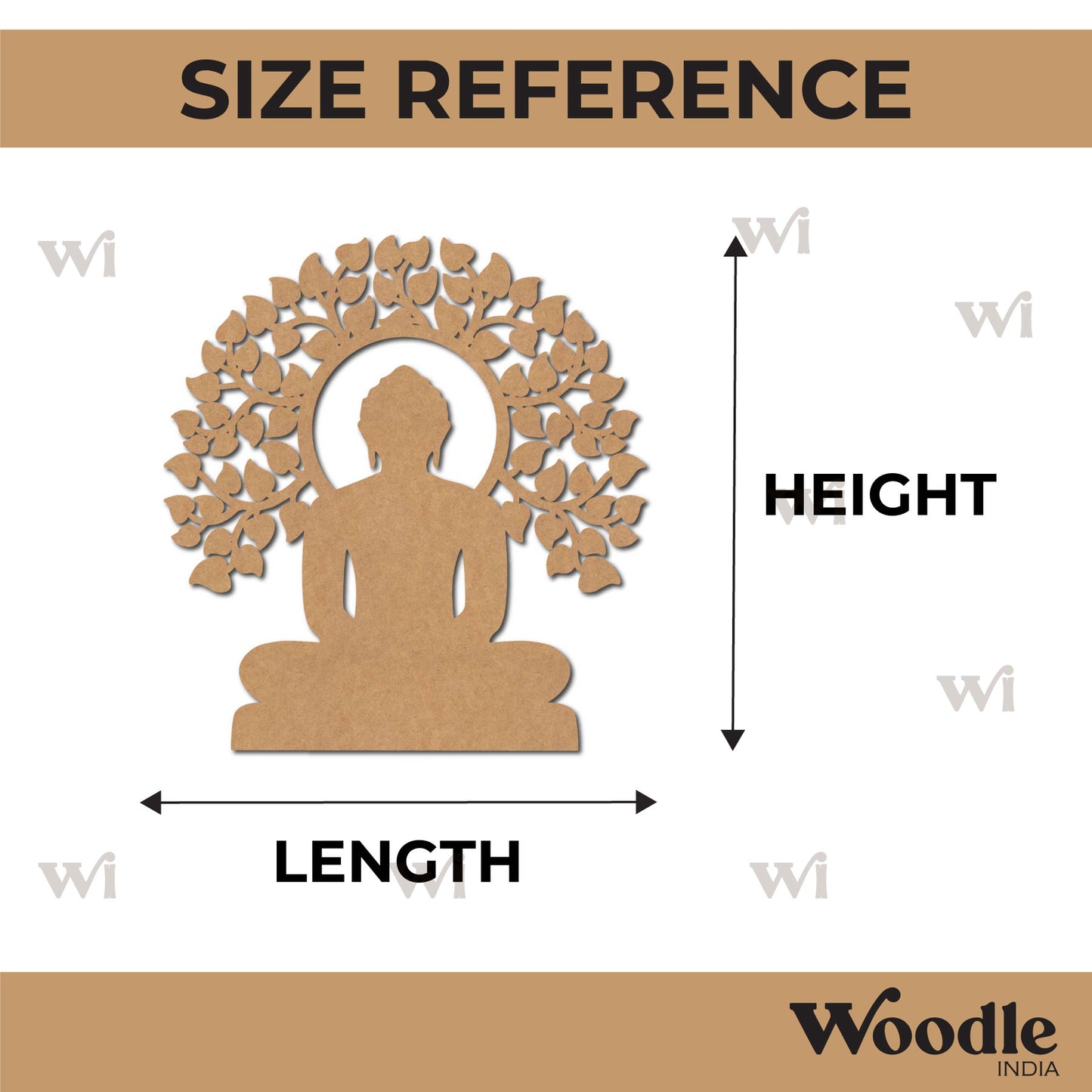 Buddha With Leaves Cutout MDF Design 2