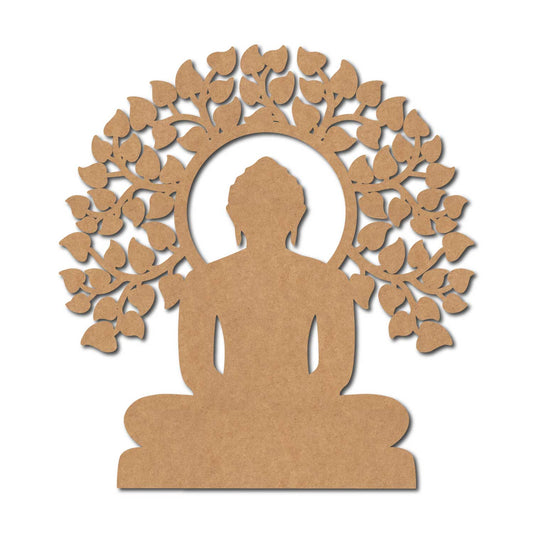 Buddha With Leaves Cutout MDF Design 2