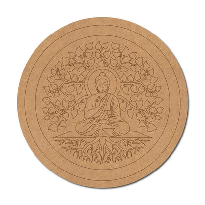 Buddha With Leaves Pre Marked Round MDF Design 1