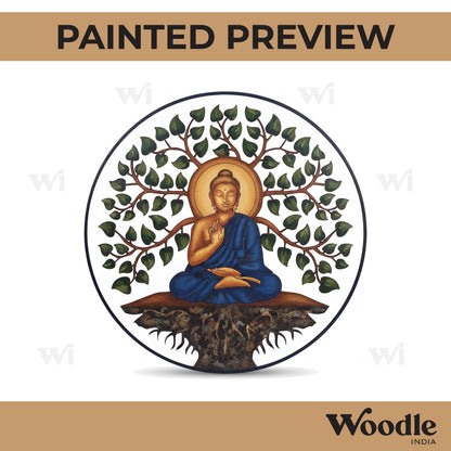 Buddha With Leaves Pre Marked Round MDF Design 2