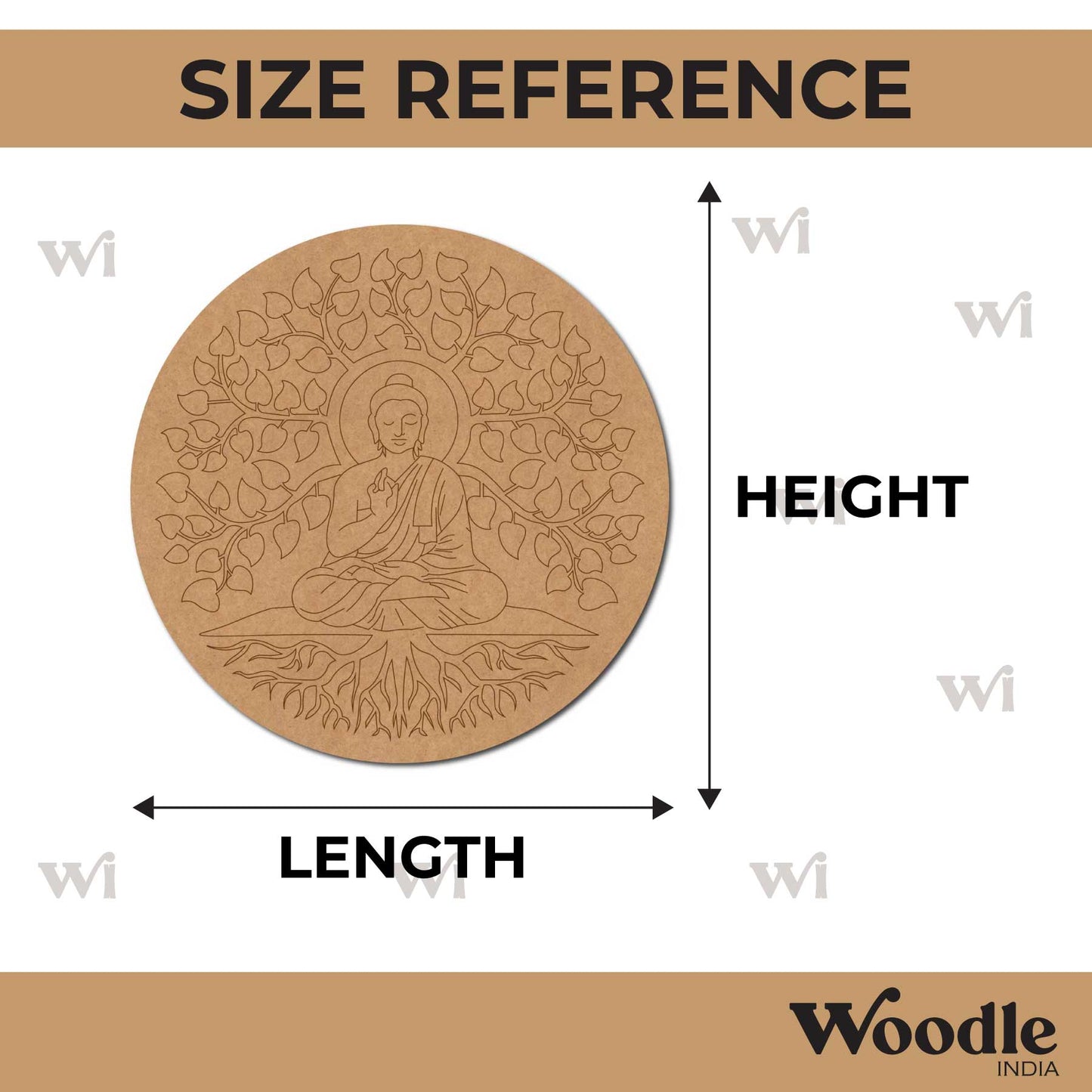 Buddha With Leaves Pre Marked Round MDF Design 2