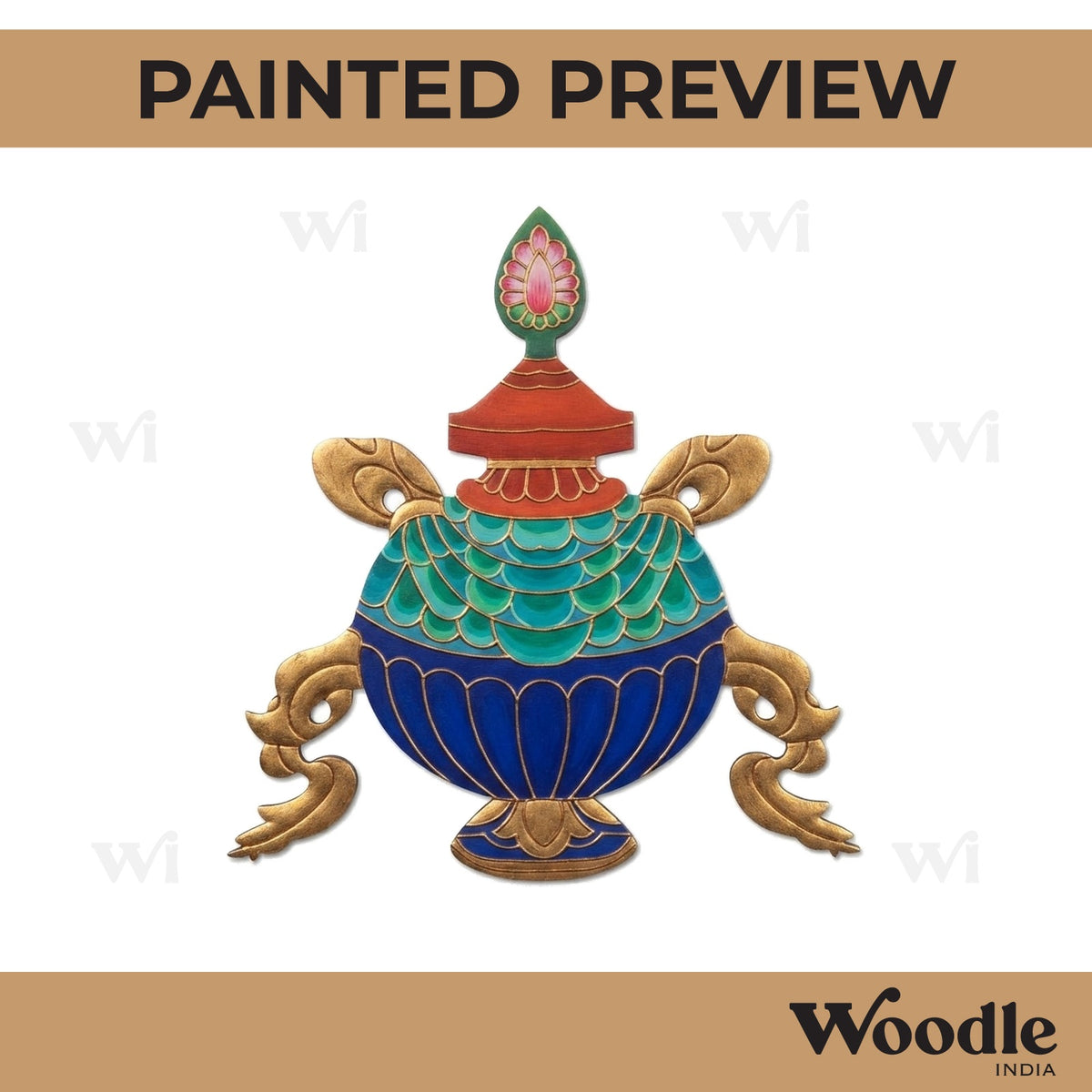 Buddhism Symbol Vase Of Treasure Pre Marked MDF Design 1