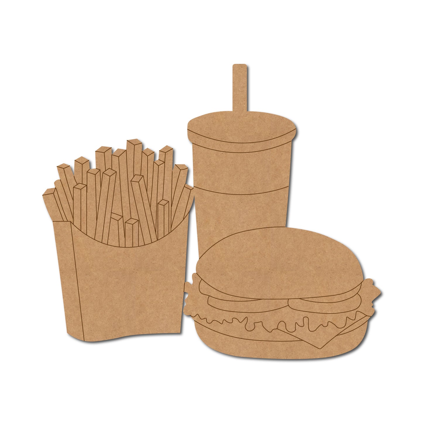 Burger Fries Coke Pre Marked MDF Design 1