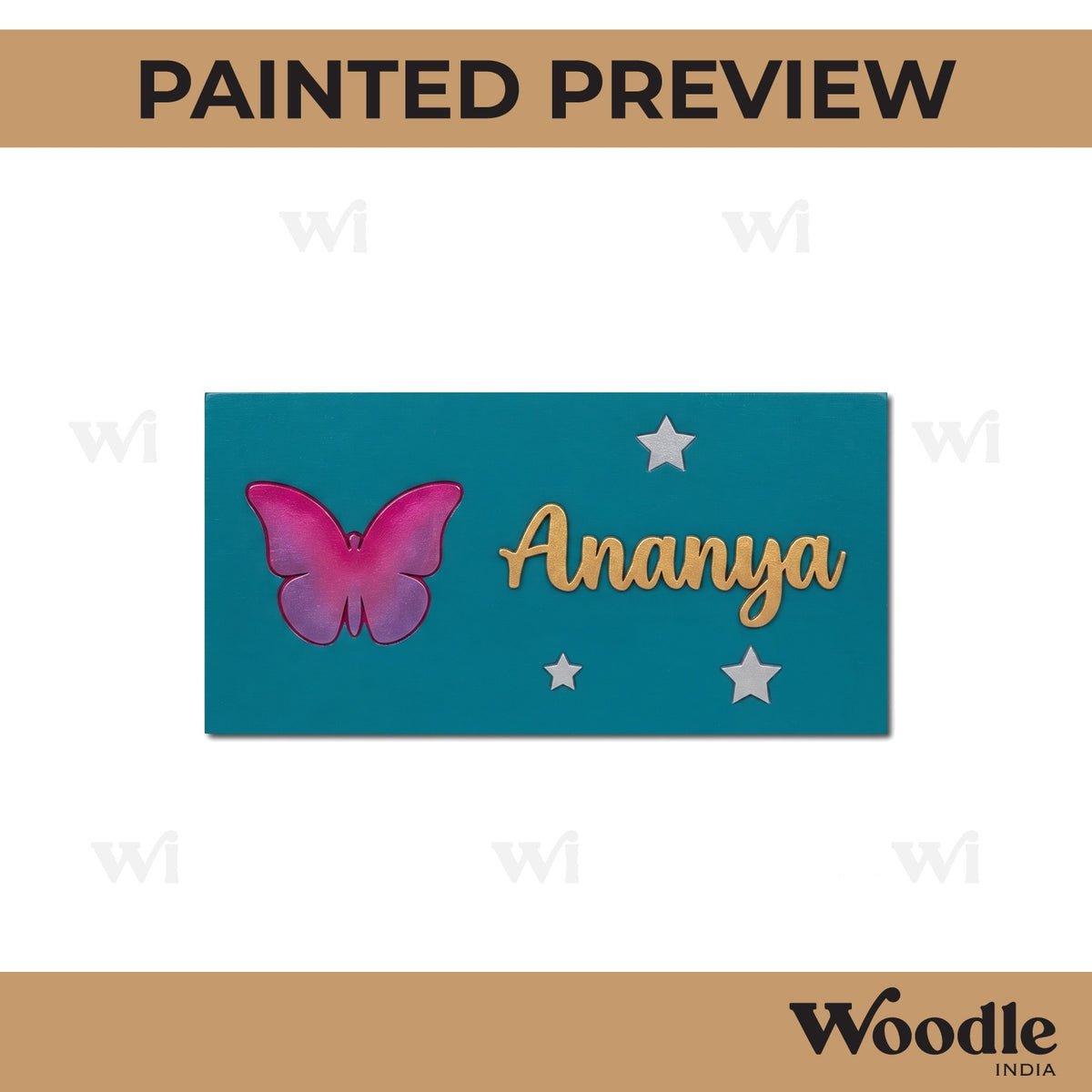 Butterfly Kids Nameplate MDF Design 1