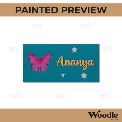 Butterfly Kids Nameplate MDF Design 1