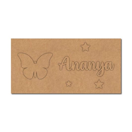 Butterfly Kids Nameplate MDF Design 1