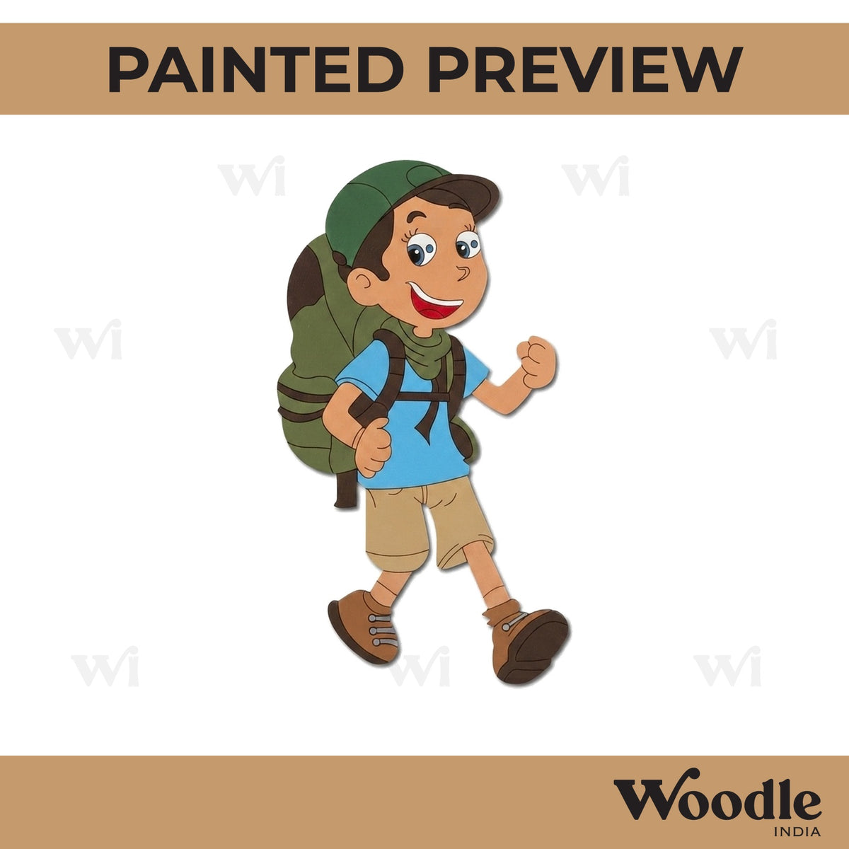 Camping Boy With Backpack Pre Marked MDF Design 1