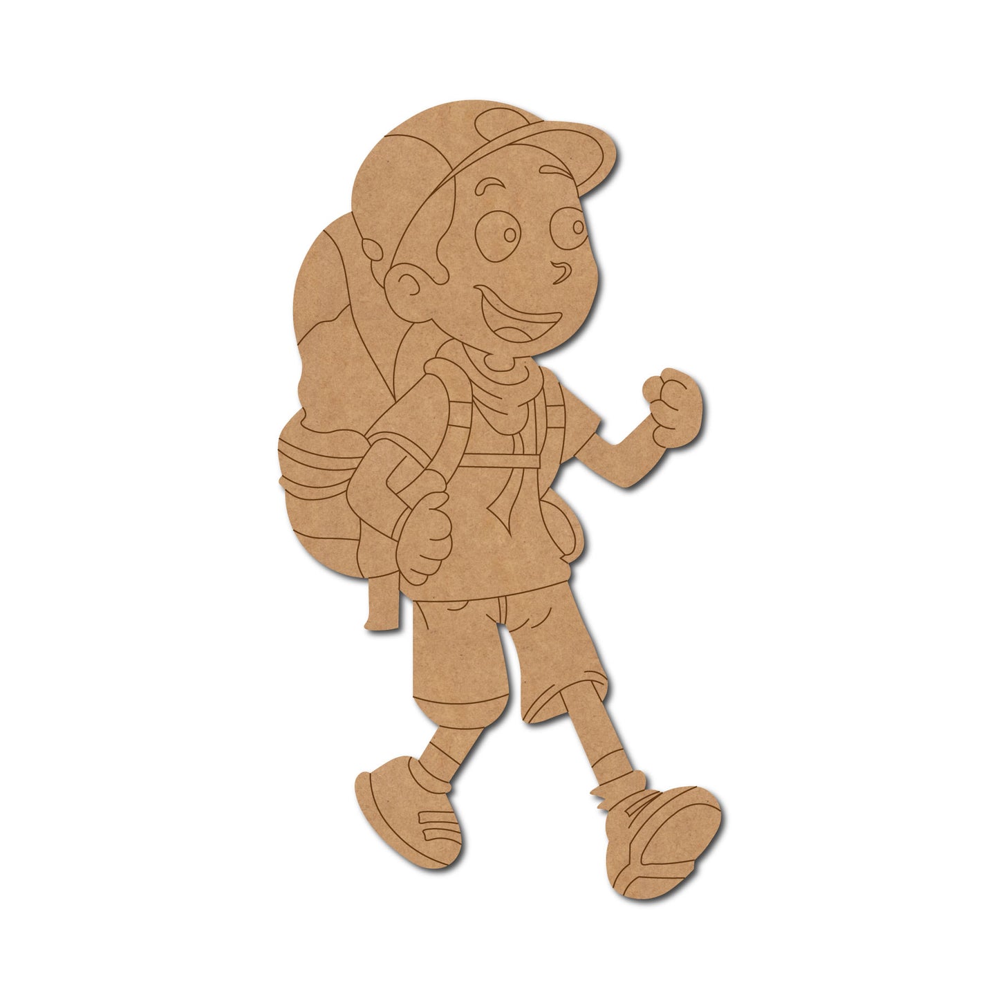 Camping Boy With Backpack Pre Marked MDF Design 1