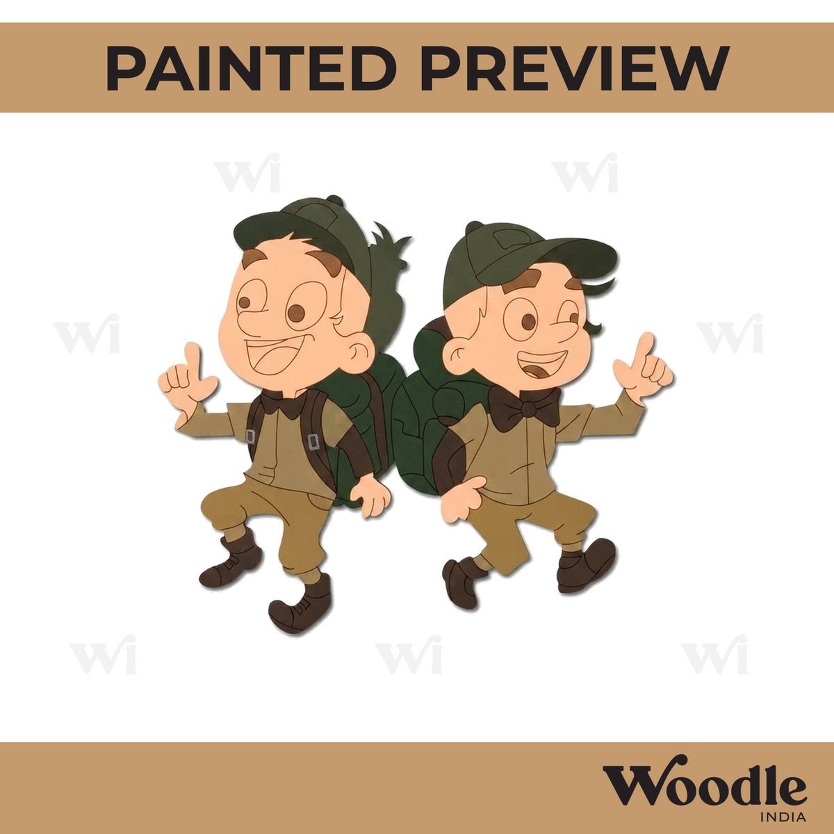 Camping Boys With Backpacks Pre Marked MDF Design 1