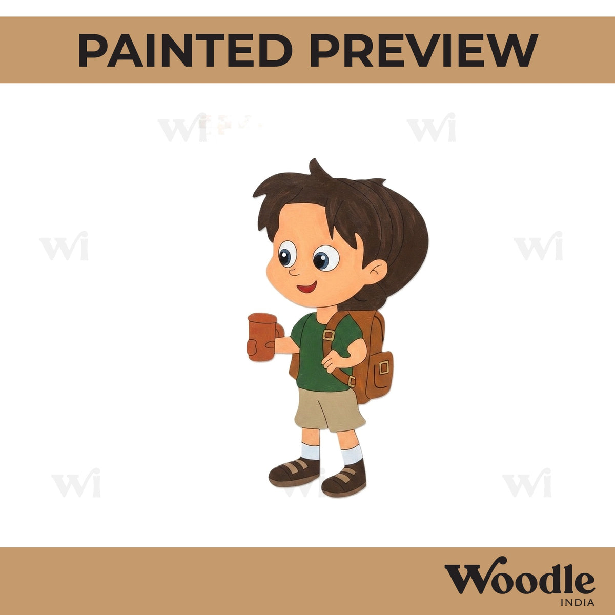 Camping Girl With Backpack Pre Marked MDF Design 1