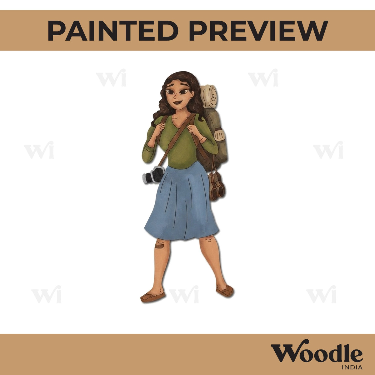 Camping Girl With Backpack Pre Marked MDF Design 2