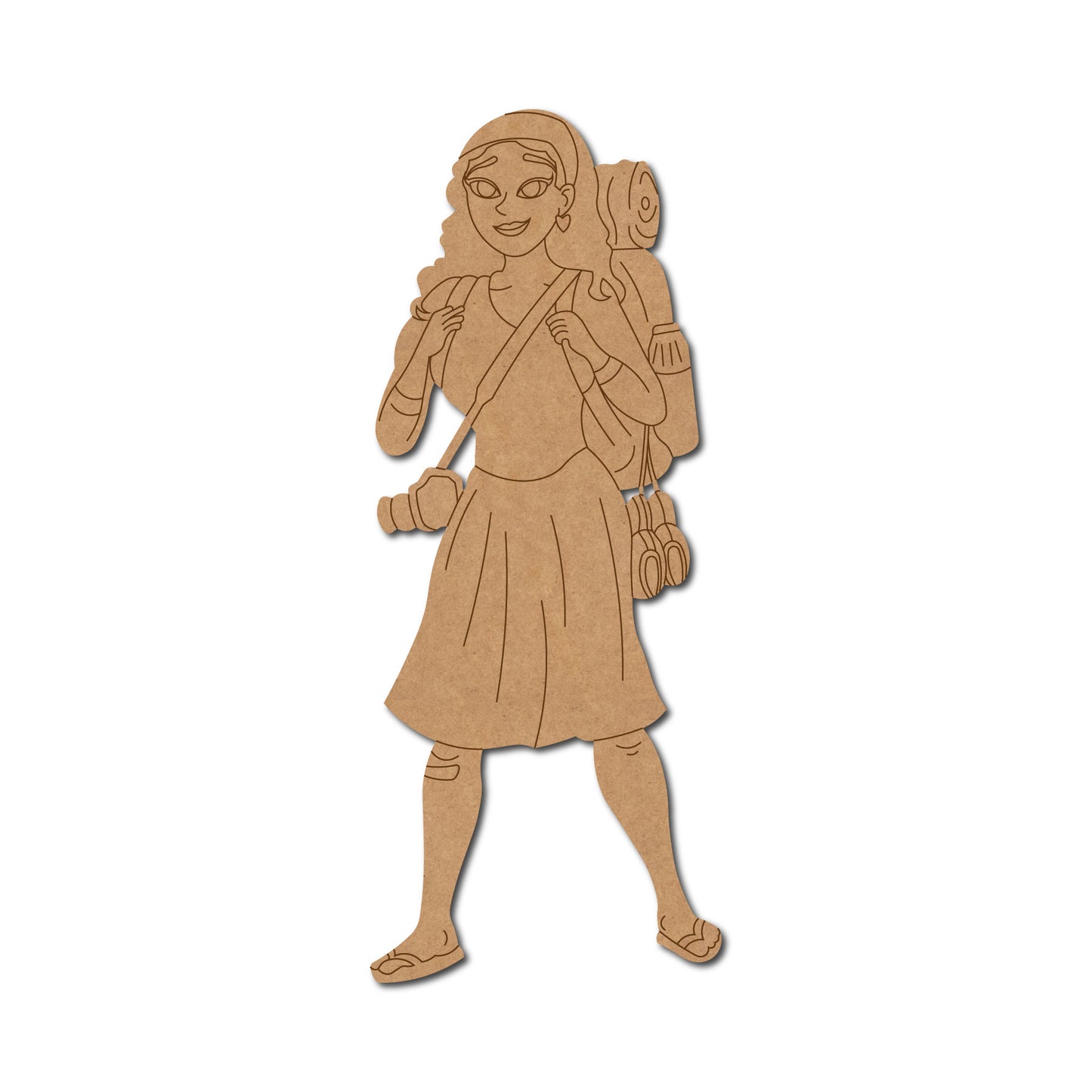 Camping Girl With Backpack Pre Marked MDF Design 2