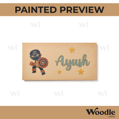 Captain America Marvel Kids Nameplate MDF Design 1