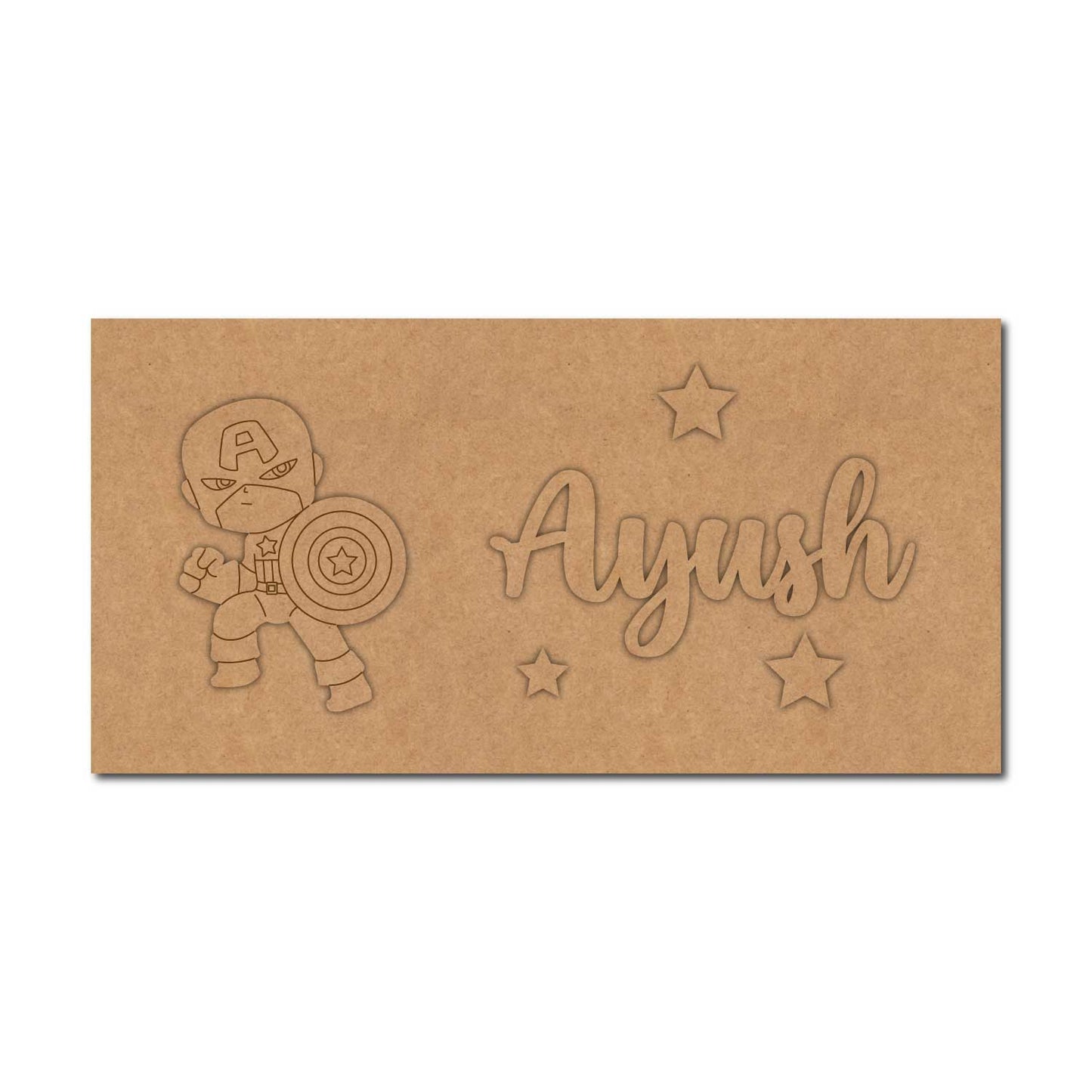 Captain America Marvel Kids Nameplate MDF Design 1