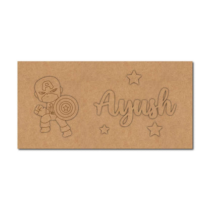 Captain America Marvel Kids Nameplate MDF Design 1