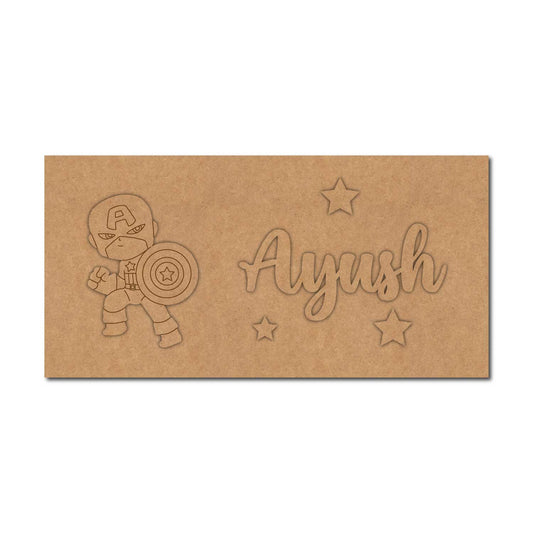 Captain America Marvel Kids Nameplate MDF Design 1