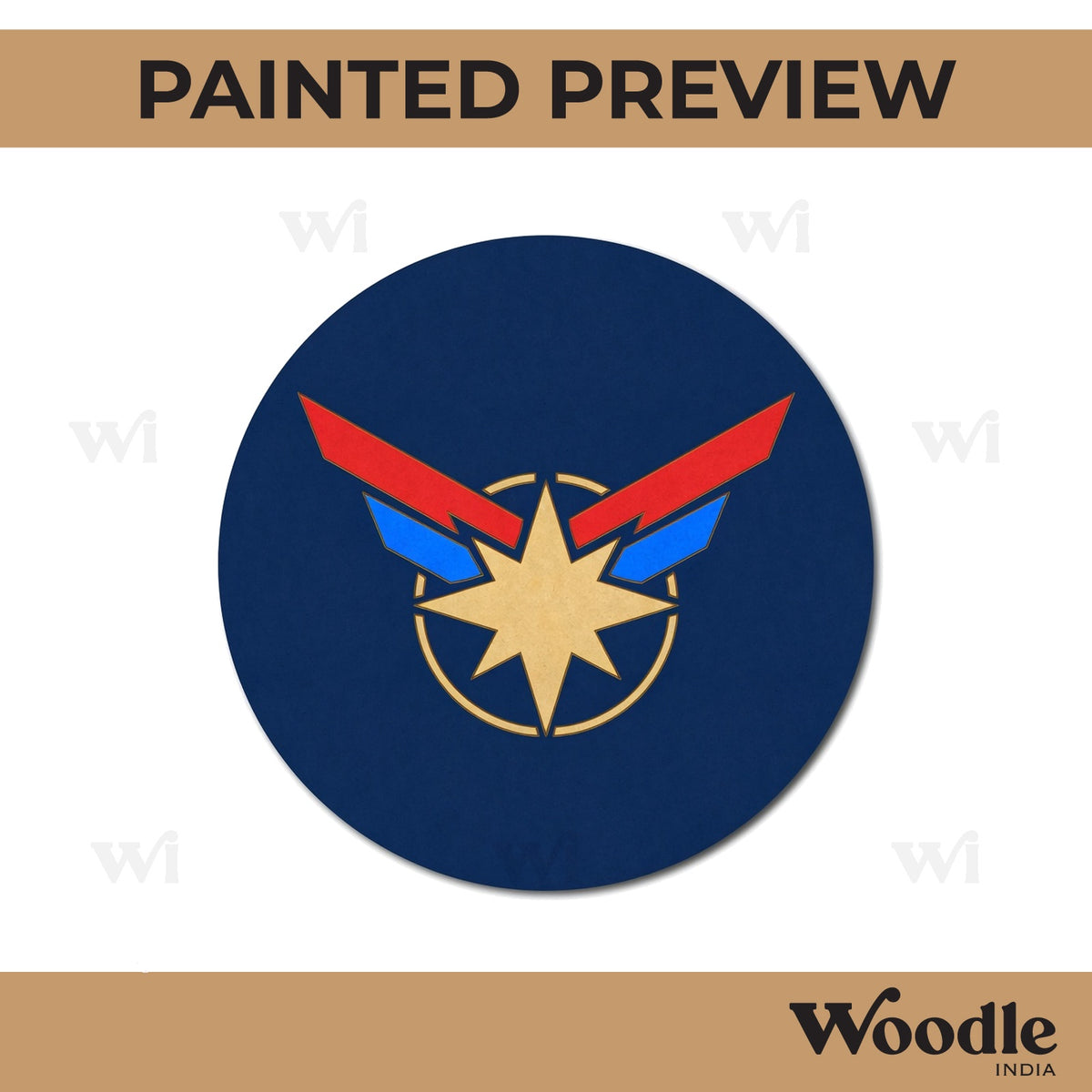 Captain Marvel Logo Avengers Pre Marked Round MDF Design 1