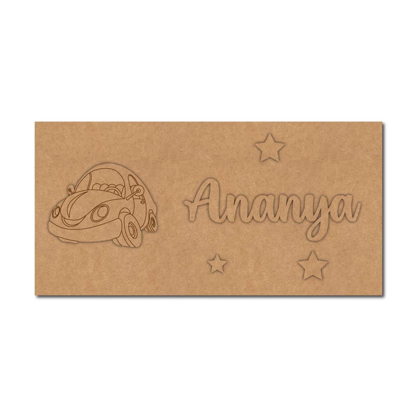 Car Kids Nameplate MDF Design 1