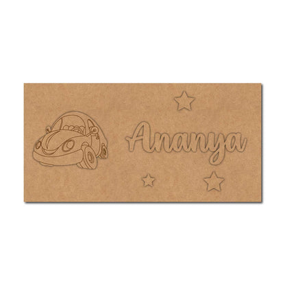 Car Kids Nameplate MDF Design 1