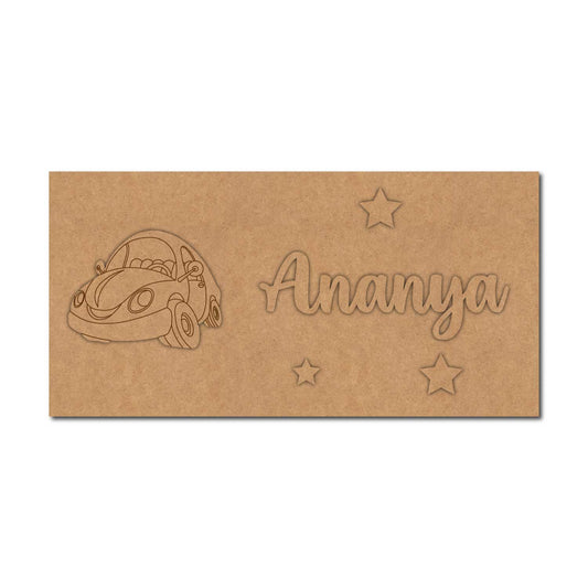 Car Kids Nameplate MDF Design 1