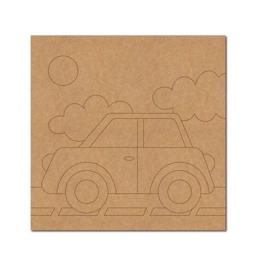 Car Scenery Pre Marked Base MDF Design 1
